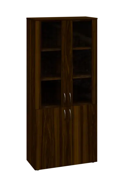 CLE 5 - 8VS skříň léková, 4-dveřová, sklo čiré v liště, výsuvná deska, 2x zámek, 1800x800x400, ořech královský